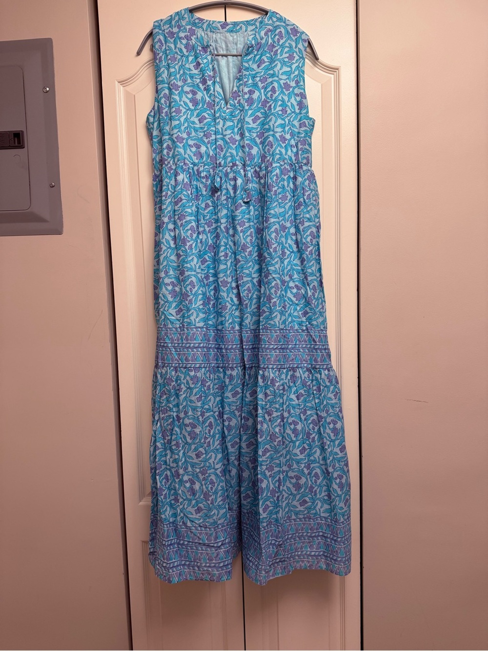 Sleeveless Vineyard Vines Blue Floral Maxi Dress Size Small